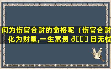 何为伤官合财的命格呢（伤官合财化为财星,一生富贵 🍁 自无忧!）